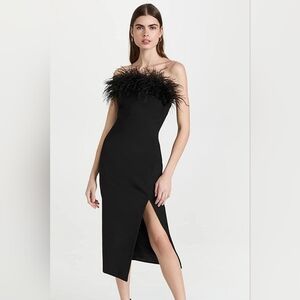 Likely Katy Chic Black Feathered Dress